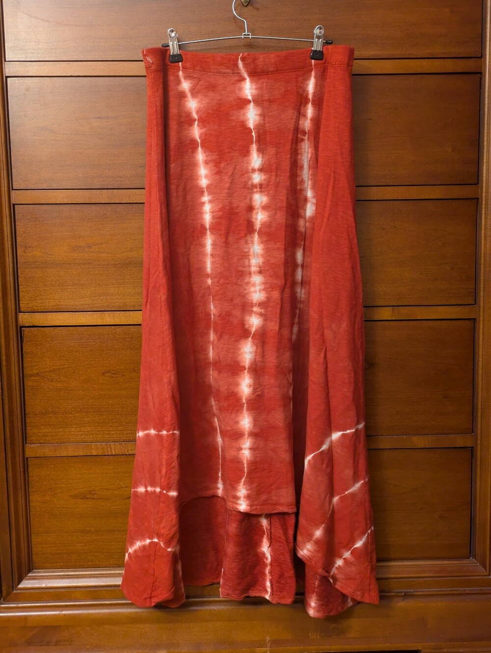 Go Couture Tie-Dye Maxi Skirt in Rust Red Size XLarge